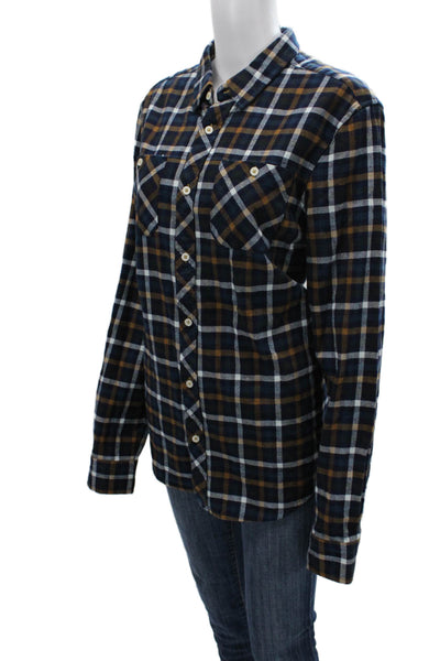 William Rast Mens Button-Down Plaid Collared Cotton Long Sleeve Navy Size M