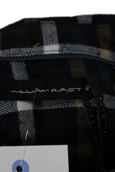 William Rast Mens Button-Down Plaid Collared Cotton Long Sleeve Navy Size M