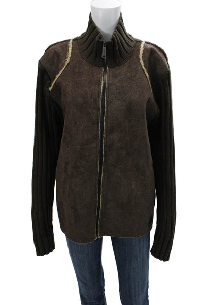 Mexx Womens Brown Cotton High Neck Zip Jacket Long Sleeve Size M