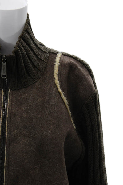 Mexx Womens Brown Cotton High Neck Zip Jacket Long Sleeve Size M