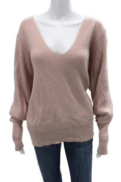 Free People Womens Beige Bohemian V Neck Pullover Sweater Long Sleeve Size M