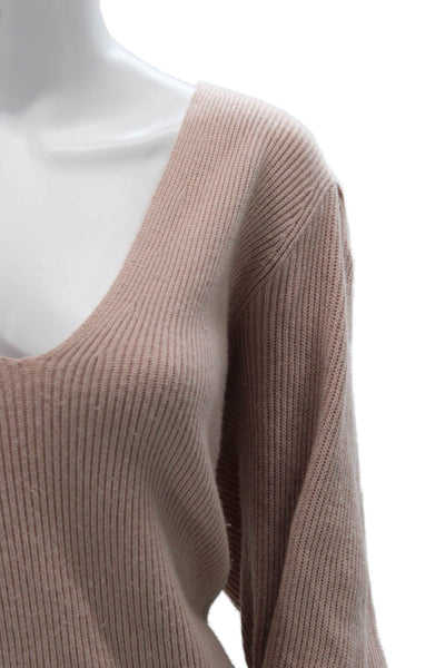 Free People Womens Beige Bohemian V Neck Pullover Sweater Long Sleeve Size M