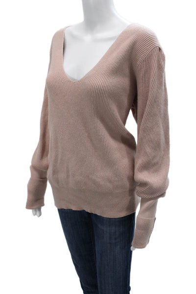 Free People Womens Beige Bohemian V Neck Pullover Sweater Long Sleeve Size M