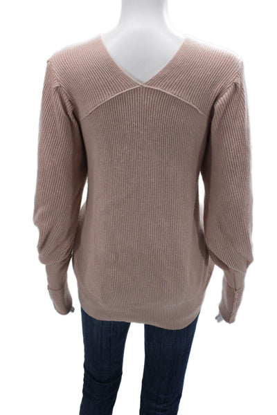 Free People Womens Beige Bohemian V Neck Pullover Sweater Long Sleeve Size M
