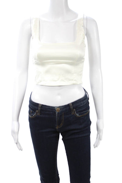 Wilfred Womens Cropped Tank White Square Neck Sleeveless Designer Size XS
