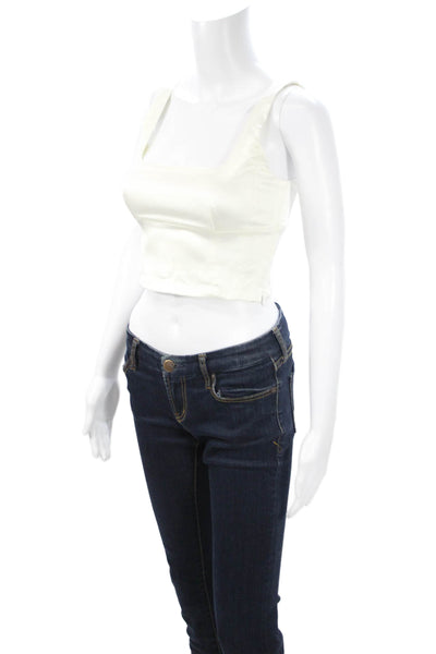 Wilfred Womens Cropped Tank White Square Neck Sleeveless Designer Size XS