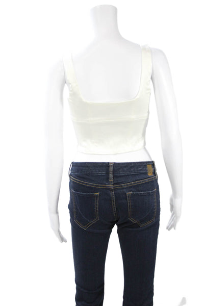 Wilfred Womens Cropped Tank White Square Neck Sleeveless Designer Size XS