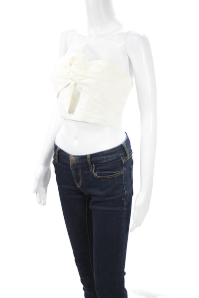 Wilfred Womens Cropped Tank White Square Neck Sleeveless Designer Size XS