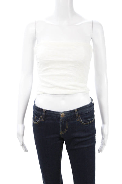 Free People Womens Bohemian Cropped Tank White 100% Cotton Size S