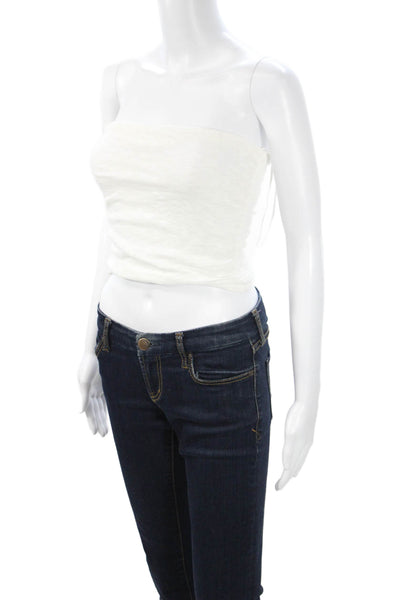 Free People Womens Bohemian Cropped Tank White 100% Cotton Size S