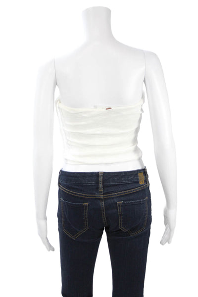Free People Womens Bohemian Cropped Tank White 100% Cotton Size S