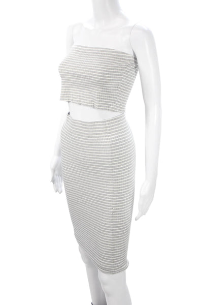 TWP Women Strapless Sleeveless Striped Polyester Set Gray Size M