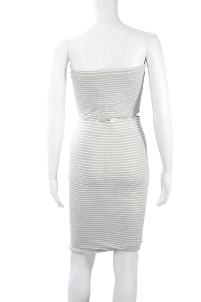 TWP Women Strapless Sleeveless Striped Polyester Set Gray Size M