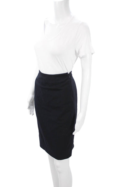 Calvin Klein Women Straight Pencil Skirt Black Wool Spandex Knee Length Size 4