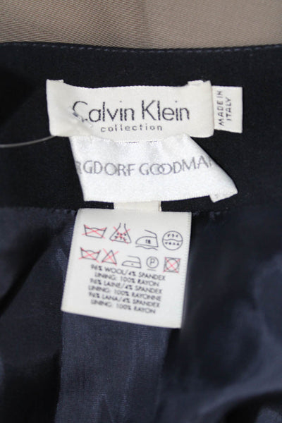 Calvin Klein Women Straight Pencil Skirt Black Wool Spandex Knee Length Size 4