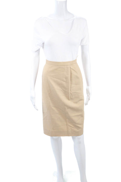Feraud Womens Straight Pencil Skirt Beige Wool Blend Knee Length Size 36