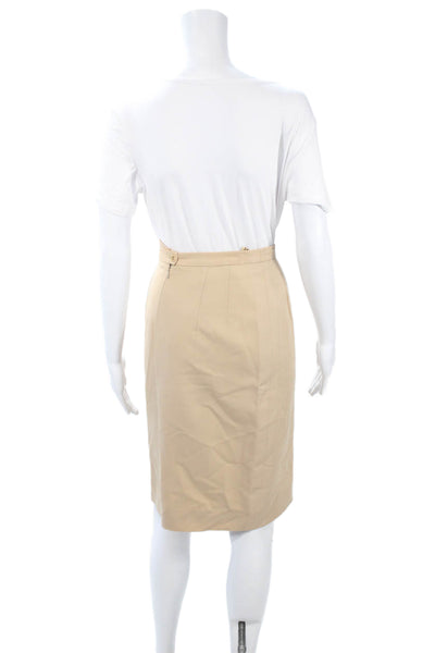 Feraud Womens Straight Pencil Skirt Beige Wool Blend Knee Length Size 36