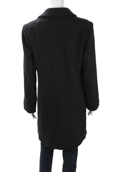 Steve by Searle Womens Black Cashmere Blend Overcoat Button Collared Size M