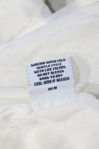 Faconnable Women White Long Sleeve Button-Up Blouse Cotton Blend Size 6