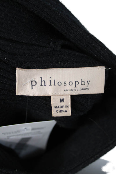 philosophy Womens Pullover Mock Neck Black Long Sleeve Sweater Size M