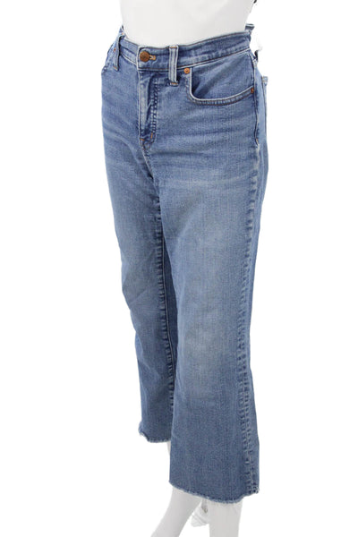 Madewell Women Cropped Straight Jeans Blue Mid Rise 26in Inseam Size 28