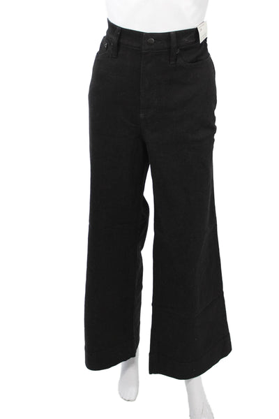 J Crew Womens Black 90s Cotton Blend Pants Button Size 28