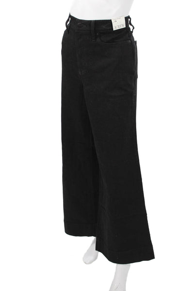 J Crew Womens Black 90s Cotton Blend Pants Button Size 28