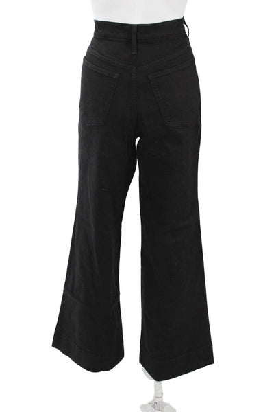 J Crew Womens Black 90s Cotton Blend Pants Button Size 28