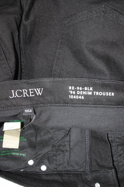 J Crew Womens Black 90s Cotton Blend Pants Button Size 28