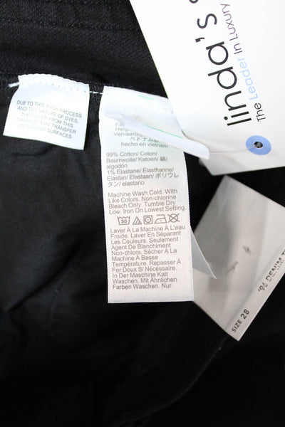 J Crew Womens Black 90s Cotton Blend Pants Button Size 28