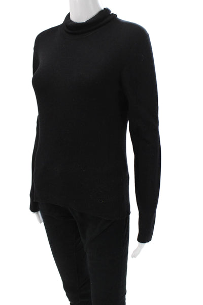 Neiman Marcus Women Pullover Merino Wool Mock Neck Sweater Black Size M
