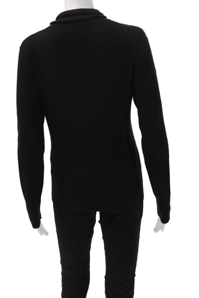 Neiman Marcus Women Pullover Merino Wool Mock Neck Sweater Black Size M