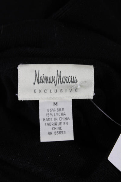Neiman Marcus Women Pullover Merino Wool Mock Neck Sweater Black Size M