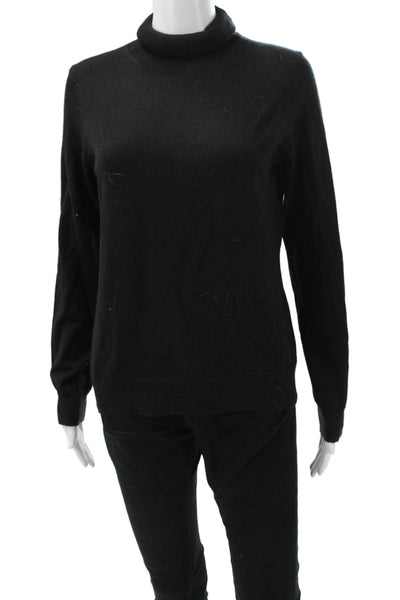 Sutton Studio Womens Black Merino Wool Mock Neck Pullover Sweater Size M