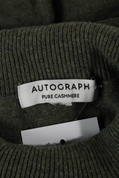 Autograph Womens Cashmere Mock Neck Pullover Sweater Green Long Sleeve Size M