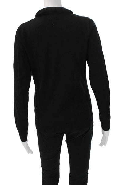 Carole Little Women Black Merino Wool Mock Neck Pullover Sweater Size M