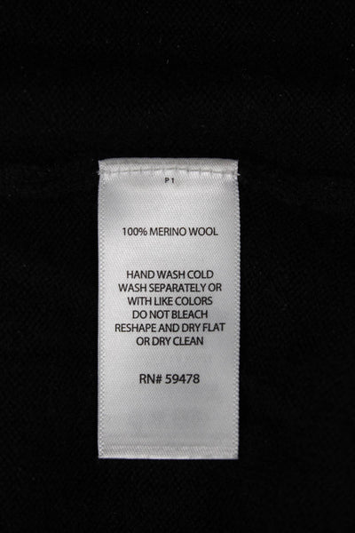 Carole Little Women Black Merino Wool Mock Neck Pullover Sweater Size M