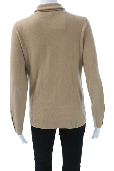 Cashmere By Bloomingdales Womens Pullover Beige Mock Neck Long Sleeve Size M