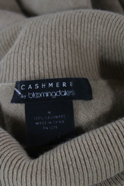 Cashmere By Bloomingdales Womens Pullover Beige Mock Neck Long Sleeve Size M