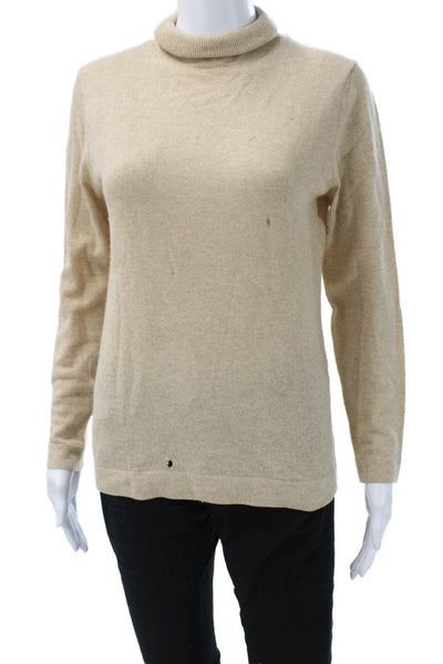 Sutton Studio Womens Cashmere Mock Neck Pullover Sweater Beige Size M