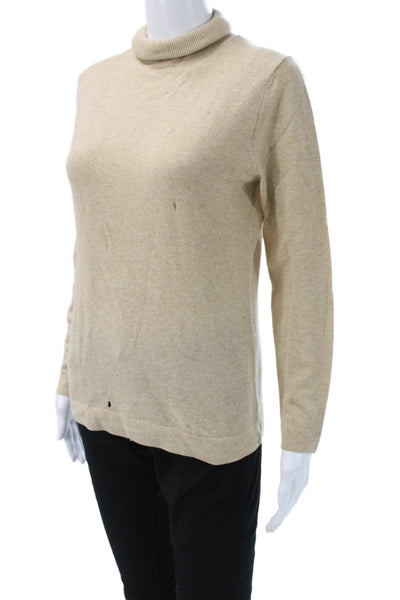 Sutton Studio Womens Cashmere Mock Neck Pullover Sweater Beige Size M
