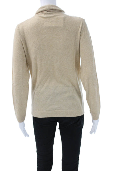Sutton Studio Womens Cashmere Mock Neck Pullover Sweater Beige Size M