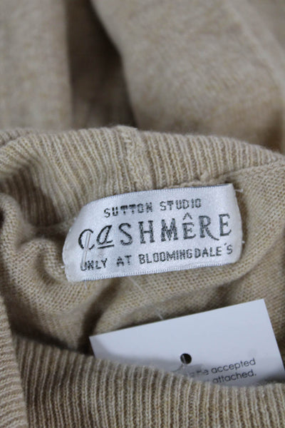 Sutton Studio Womens Cashmere Mock Neck Pullover Sweater Beige Size M