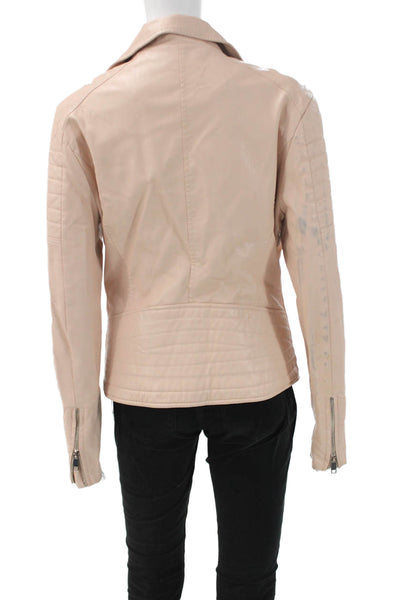 BLANKNYC Womens Biker Jacket Beige Collared Snap Long Sleeve Size M