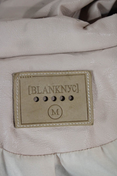 BLANKNYC Womens Biker Jacket Beige Collared Snap Long Sleeve Size M