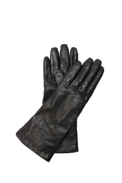 Saks Fifth Avenue Womens Leather Driving Gloves Black Size 6.5