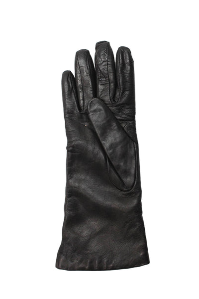 Saks Fifth Avenue Womens Leather Driving Gloves Black Size 6.5