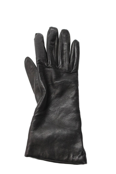Saks Fifth Avenue Womens Leather Driving Gloves Black Size 6.5
