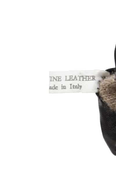 Saks Fifth Avenue Womens Leather Driving Gloves Black Size 6.5