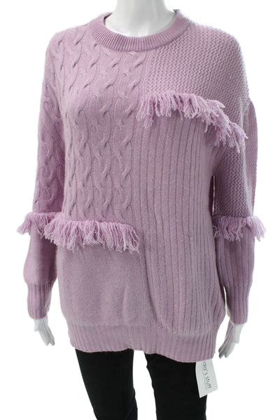 Prabal Gurung Women Purple Wool Cashmere Pullover Crewneck Long Sleeve Size S